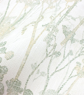 PÁG. 13 - Papel de Parede Folhas e Galhos Bege e Verde - Coleção Refúgio Bobinex - Vinílico Importado