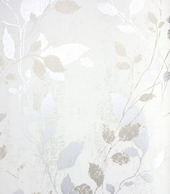 PÁG. 36 - Papel de Parede Folhagem Off-White, Prata e Champanhe Brilho - Coleção Entre Linhas - Vinílico Importado