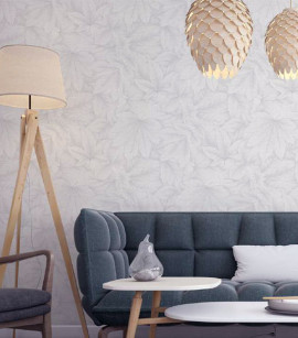 PÁG. 31 - Papel de Parede Folhagem Off-White com Brilho - Coleção Toulon - Vinílico Importado