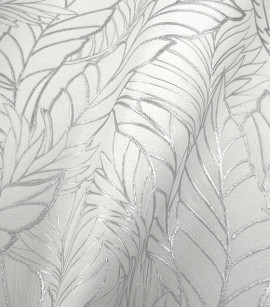 PÁG. 26 - Papel de Parede Folhagem Off-White e Prata Brilho - Coleção Seven - Vinílico Importado