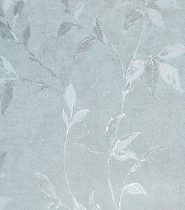 PÁG. 0 - Papel de Parede Folhagem Prata Fundo Cinza com Brilho - Coleção Verona - Vinílico Importado