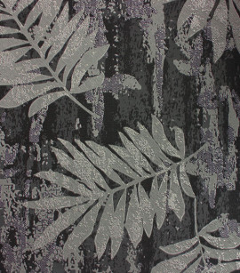 PÁG. 01 - Papel de Parede Folhagem Preto e Cinza com Brilho Glitter - Coleção Elegance 5 - Vinílico Importado