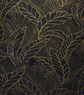 PÁG. 25 - Papel de Parede Folhagem Preto e Dourado Brilho - Coleção Seven - Vinílico Importado