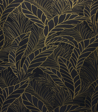 PÁG. 25 - Papel de Parede Folhagem Preto e Dourado Brilho - Coleção Seven - Vinílico Importado