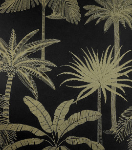 PÁG. 04 - Papel de Parede Folhagem Tropical Preto e Cáqui - Coleção Summer - Vinílico Importado