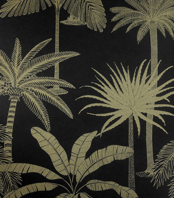 PÁG. 04 - Papel de Parede Folhagem Tropical Preto e Cáqui - Coleção Summer - Vinílico Importado