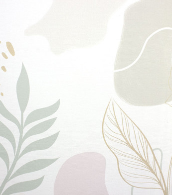 Papel de Parede Folhagem Verde e Rosa Claro com Brilho Dourado - Coleção Sonhos Bobinex - Vinílico Importado