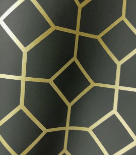 PÁG. 07 - Papel de Parede Formas Geométricas Cinza Escuro (Brilho Laminado em Dourado) - Coleção Neo Geometric- Semi-Vinílico