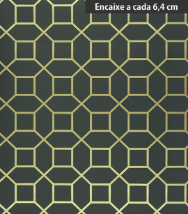 PÁG. 07 - Papel de Parede Formas Geométricas Cinza Escuro (Brilho Laminado em Dourado) - Coleção Neo Geometric- Semi-Vinílico