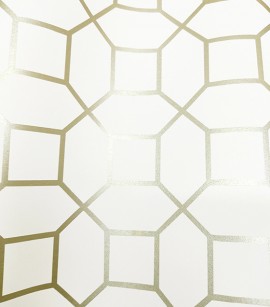 PÁG. 28 - Papel de Parede Formas Geométricas Off-White e Dourado (Brilho) - Coleção Neo Geometric - Semi-Vinílico
