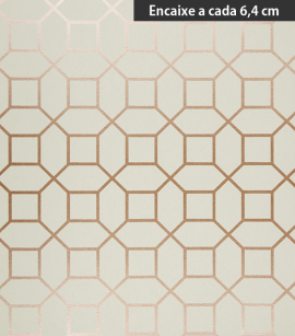 PÁG. 50 - Papel de Parede Formas Geométricas Gelo e Rose Gold (Brilho) - Coleção Neo Geometric - Semi-Vinílico