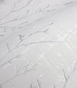 PÁG. 04 - Papel de Parede Galhos Cinza e Off-White com Brilho - Coleção Valence - Vinilico Importado