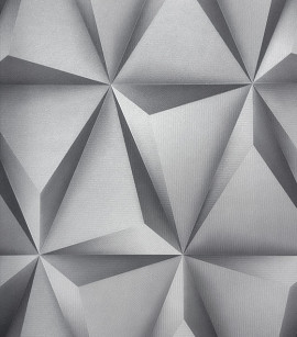 PÁG. 39 - Papel de Parede Geométrico 3D Prata Brilho - Coleção Summer - Vinílico Importado