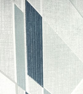 PÁG. 01 - Papel de Parede Geométrico Abstrato Tons de Cinza e Azul - Coleção Essencial - Vinílico