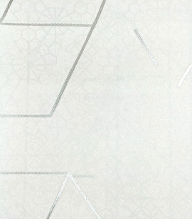 PÁG. 63 - Papel de Parede Geométrico Abstrato Off-White com Brilho Metálico - Coleção White Swan - Vinílico Importado