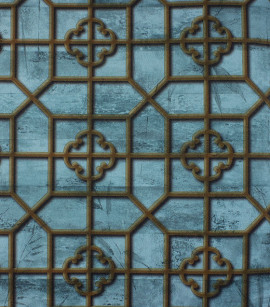 PÁG. 45 - Papel de Parede Geométrico Azul e Bege - Coleção Infinity G - Vinílico Importado