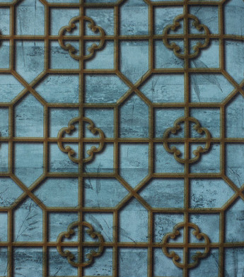 PÁG. 45 - Papel de Parede Geométrico Azul e Bege - Coleção Infinity G - Vinílico Importado