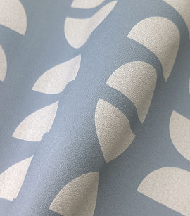 PÁG. 80 - Papel de Parede Geométrico Azul e Bege - Coleção Revoada Bobinex - Vinílico Importado