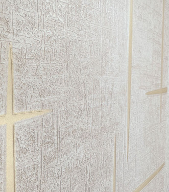 PÁG. 15 - Papel de Parede Linhas Geométricas Bege Claro Brilho - Coleção Essencial Bobinex - Vinílico Importado