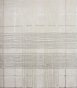 PÁG. 06 - Papel de Parede Geométrico Bege e Dourado Brilho - Coleção Entre Linhas - Vinílico Importado