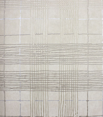 PÁG. 06 - Papel de Parede Geométrico Bege e Dourado Brilho - Coleção Entre Linhas - Vinílico Importado