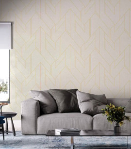 PÁG. 05 - Papel de Parede Geométrico Bege - Coleção Essencial Bobinex - Vinílico Importado