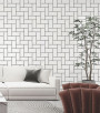 PÁG. 69 - Papel de Parede Geométrico Branco e Preto Leve Brilho - Coleção Infinity G - Vinílico Importado