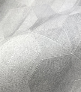 PÁG. 34 - Papel de Parede Geométrico Cinza Brilho - Coleção Summer - Vinílico Importado