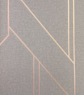 PÁG. 07 - Papel de Parede Geométrico Cinza com Brilho Rosê - Coleção Essencial Bobinex - Vinílico Importado