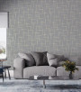 PÁG. 13 - Papel de Parede Linhas Geométricas Cinza Brilho - Coleção Essencial Bobinex - Vinílico Importado