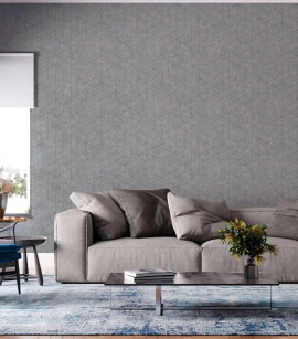 PÁG. 37 - Papel de Parede Geométrico Cinza Brilho - Coleção Essencial Bobinex - Vinílico Importado