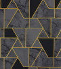 PÁG. 24 - Papel de Parede Geométrico Cinza, Preto e Dourado Brilho - Coleção Seven - Vinílico Importado