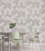 PÁG. 50 - Papel de Parede Geométrico Colmeia Cinza com Brilho - Coleção Metropolis 3 - Vinílico Importado