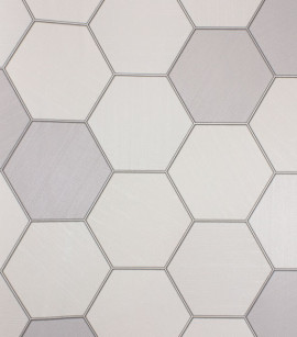 PÁG. 50 - Papel de Parede Geométrico Colmeia Cinza com Brilho - Coleção Metropolis 3 - Vinílico Importado