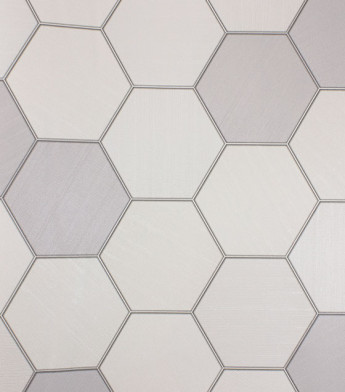PÁG. 50 - Papel de Parede Geométrico Colmeia Cinza com Brilho - Coleção Metropolis 3 - Vinílico Importado