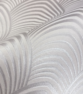 PÁG. 19 - Papel de Parede Geométrico Escamas Off-White Brilho Prata - Coleção Summer - Vinílico Importado