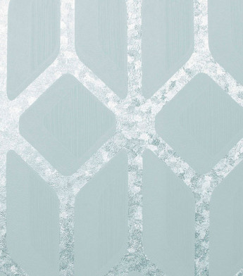 PÁG. 34 - Papel de Parede Geométrico Estilizado Cinza Azulado com Brilho Metálico - Coleção White Swan - Vinílico Importado