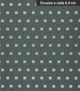 PÁG. 02 - Papel de Parede Geométrico Estilizado Cinza Escuro (Brilho Laminado em Prata) - Coleção Neo Geometric - Semi-Vinílico