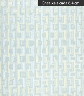 PÁG. 47 - Papel de Parede Geométrico Estilizado Cinza Claro Azulado (Brilho) - Coleção Neo Geometric - Semi-Vinílico