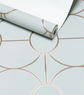 PÁG. 30 - Papel de Parede Geométrico Estilizado Gelo com Fio Metálico - Coleção Império Gold - Semi-Vinílico