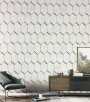 PÁG. 55 - Papel de Parede Geométrico Grade Bege Claro Brilho Glitter - Coleção Metropolis 3 - Vinílico Importado