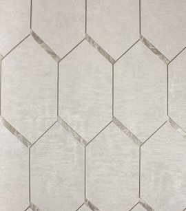 PÁG. 56 - Papel de Parede Geométrico Grade Bege Brilho Glitter - Coleção Metropolis 3 - Vinílico Importado