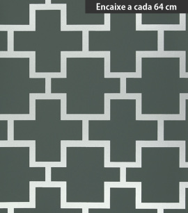 PÁG. 03 - Papel de Parede Geométrico Grade Cinza Escuro (Brilho Laminado em Prata) - Coleção Neo Geometric - Semi-Vinílico