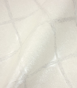 PÁG. 18 - Papel de Parede Geométrico Grade Off-White Brilho Glitter - Coleção Metropolis 3 - Vinilico Importado