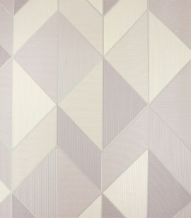 PÁG. 49 - Papel de Parede Geométrico Lilás Acinzentado e Off-White Brilho - Coleção Metropolis 3 - Vinílico Importado
