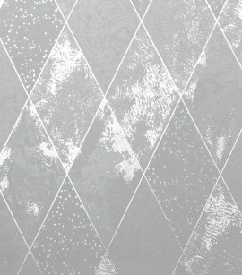 PÁG. 06 - Papel de Parede Geométrico Losangos Cinza com Brilho Metálico - Coleção White Swan - Vinílico Importado