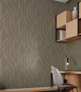 PÁG. 01 - Papel de Parede Geométrico Marrom Acinzentado - Coleção Essencial Bobinex - Vinílico Importado