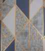 PÁG. 40 - Papel de Parede Geométrico Moderno Azul e Cinza com Brilho - Coleção Seven - Vinílico Importado