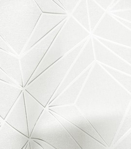 PÁG. 17 - Papel de Parede Geométrico Off-White (Brilho Laminado em Prata) - Coleção Neo Geometric - Semi-Vinílico
