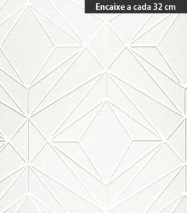 PÁG. 17 - Papel de Parede Geométrico Off-White (Brilho Laminado em Prata) - Coleção Neo Geometric - Semi-Vinílico